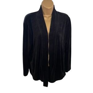 Talbots Black Open-Front Velvet Cardigan